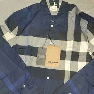 Burberry Navy and Gray Plaid Shirt